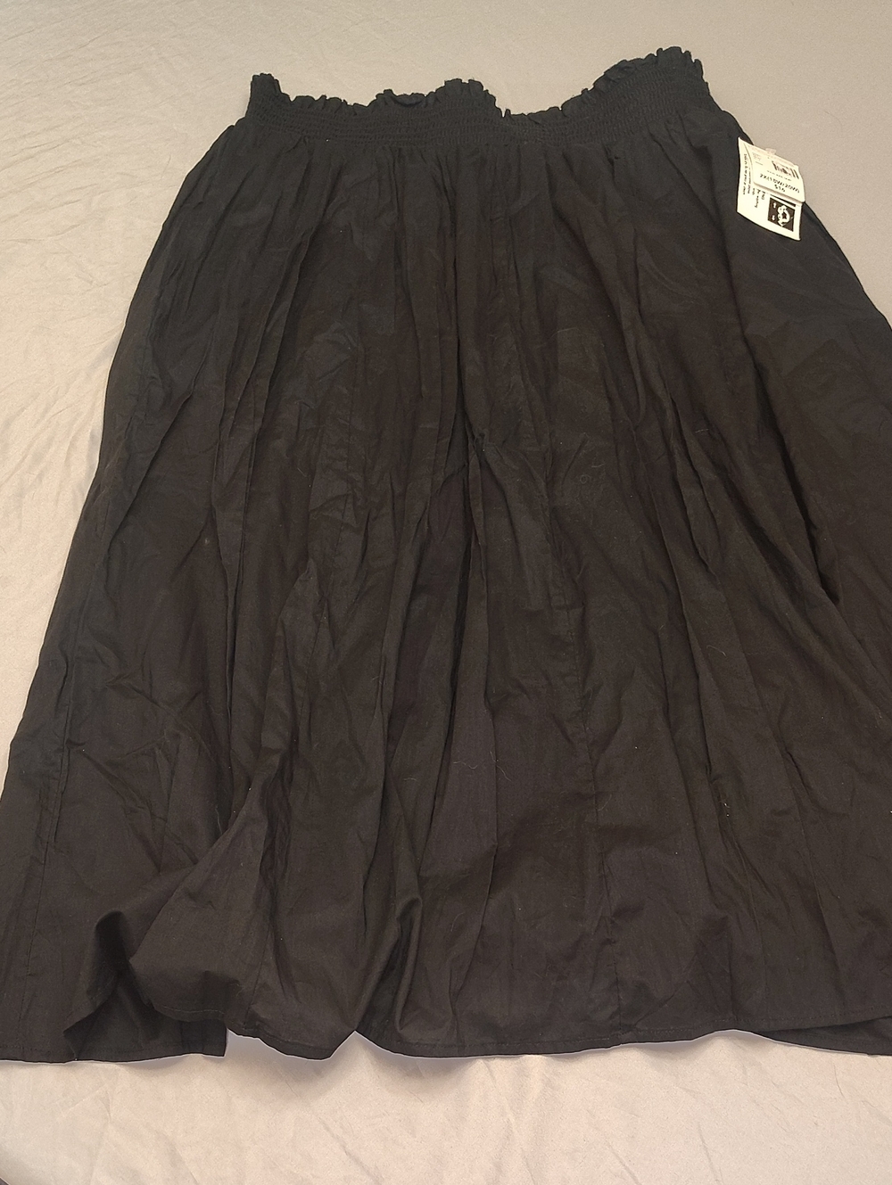 Just My Size Black Elastic-Waist Midi Skirt